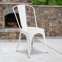 Flash Furniture CH-31230-WH-GG White Metal Indoor-Outdoor Stackable Chair